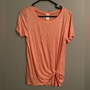 Peach top with knot at bottom